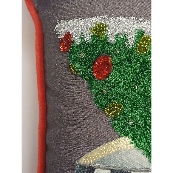 MacKenzie-Childs Farmhouse Holiday Truck Pillow Cotton/Linen Applique Embroidery - Picture 5 of 16